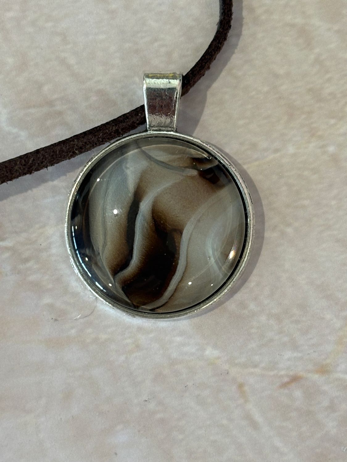 Blue/Brown Pendant #5 - Large Round