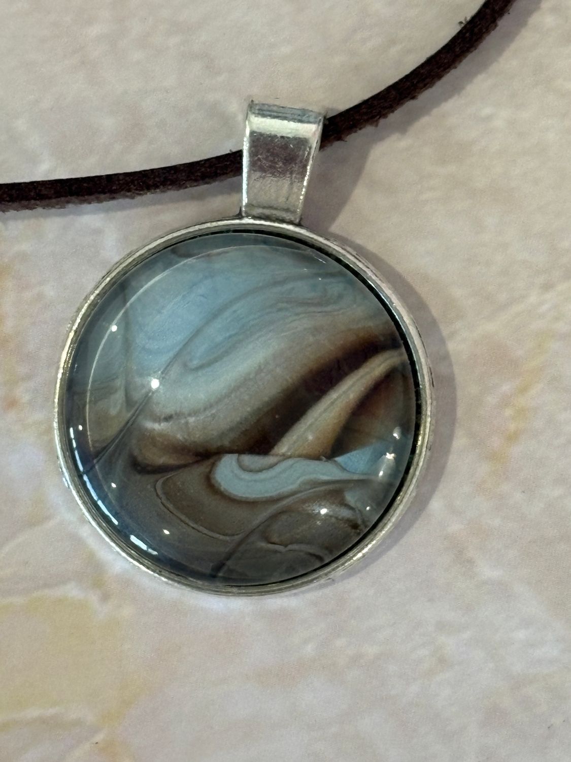 Blue/Brown Pendant #8 - Large Round