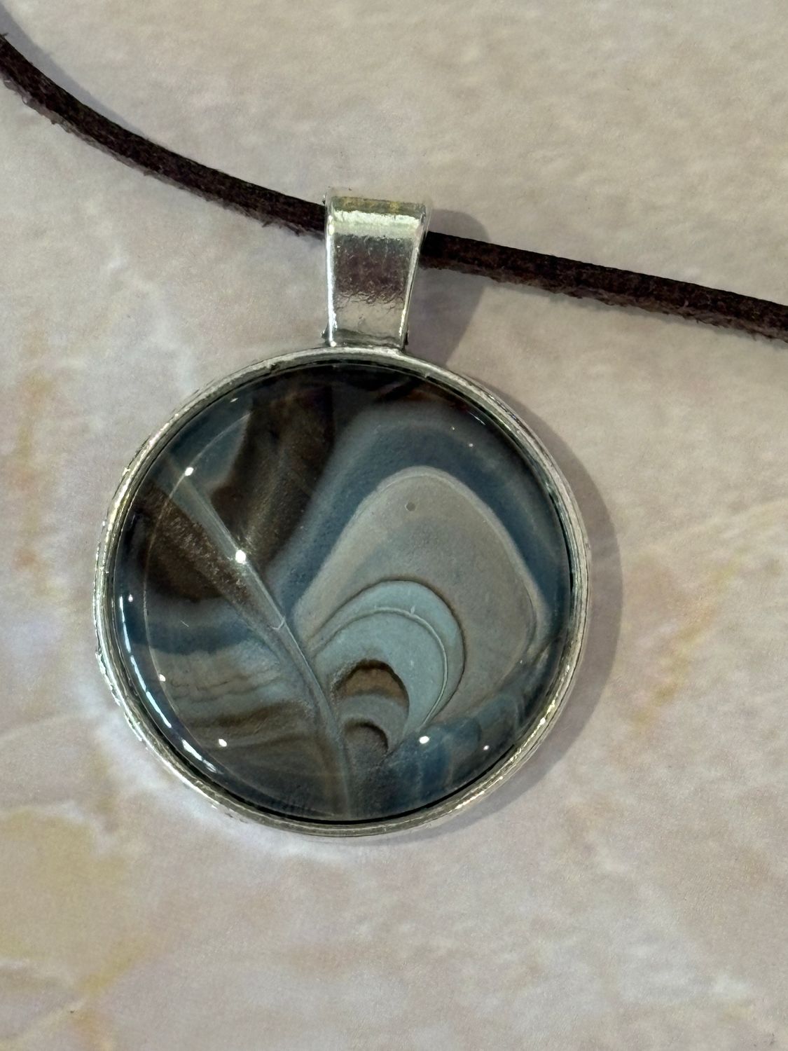 Blue/Brown Pendant #9 - Large Round