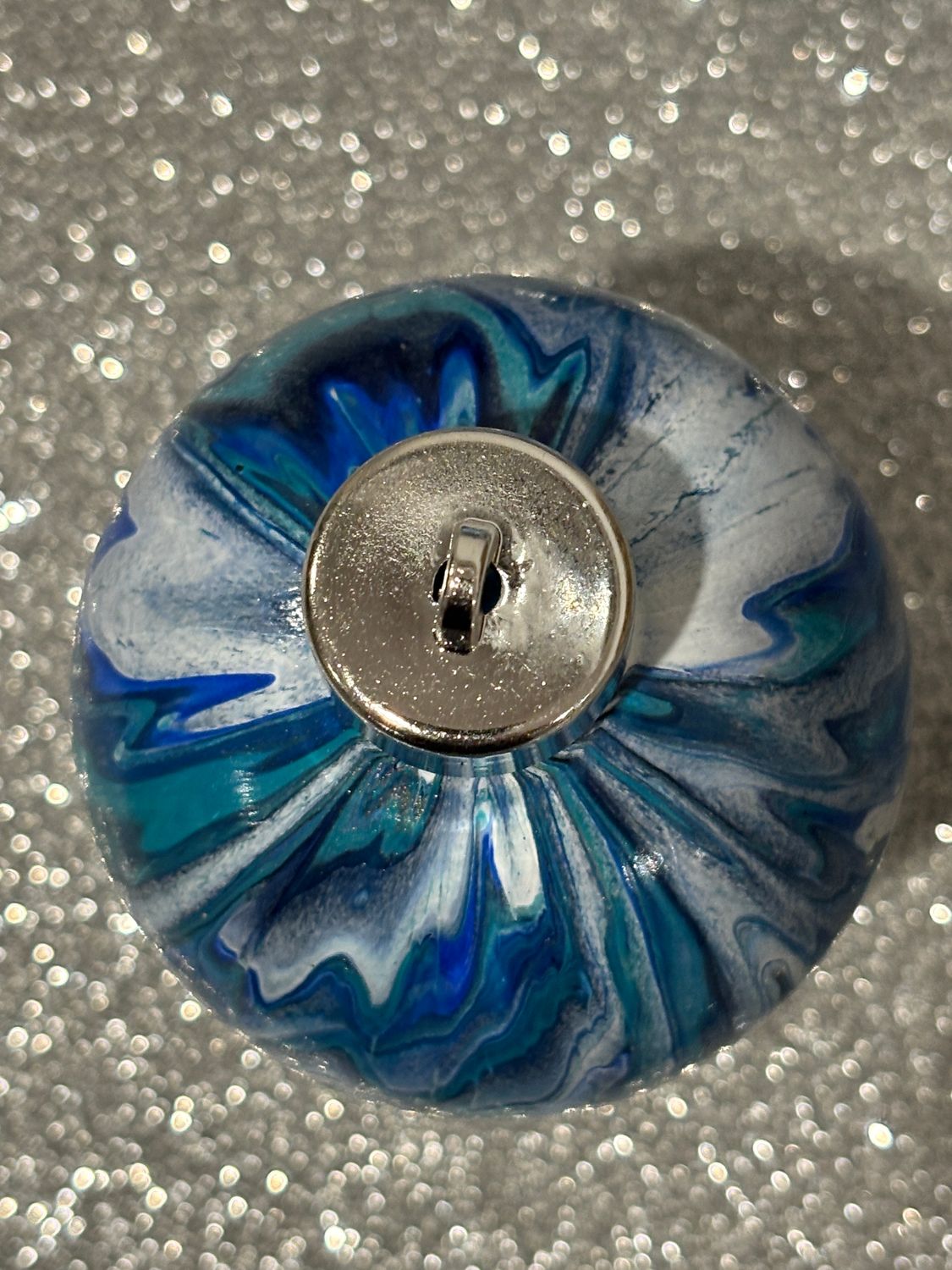 9 Christmas Baubles - Blue / Aqua / White / Silver