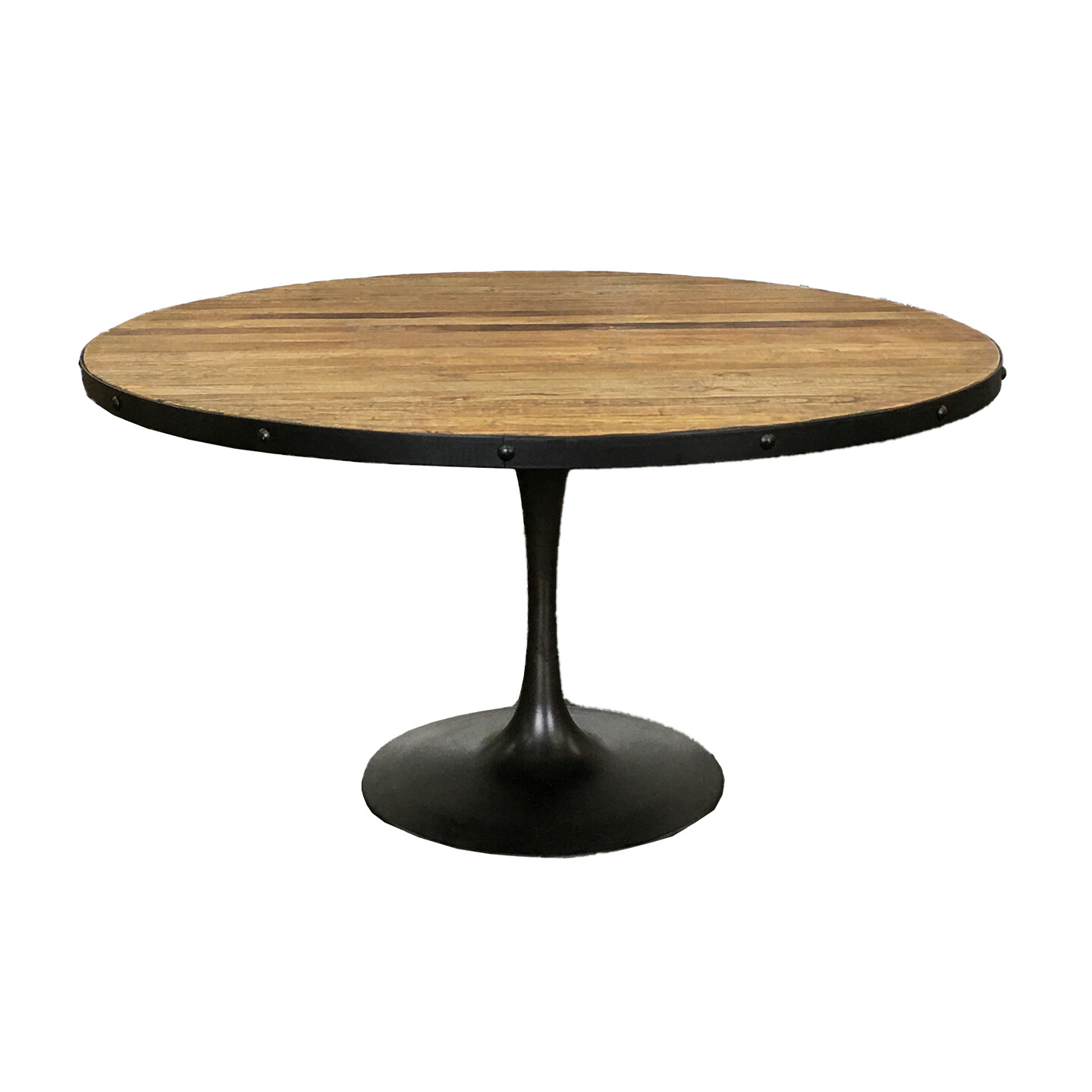 Recycled Elm And Iron Round Dining Table