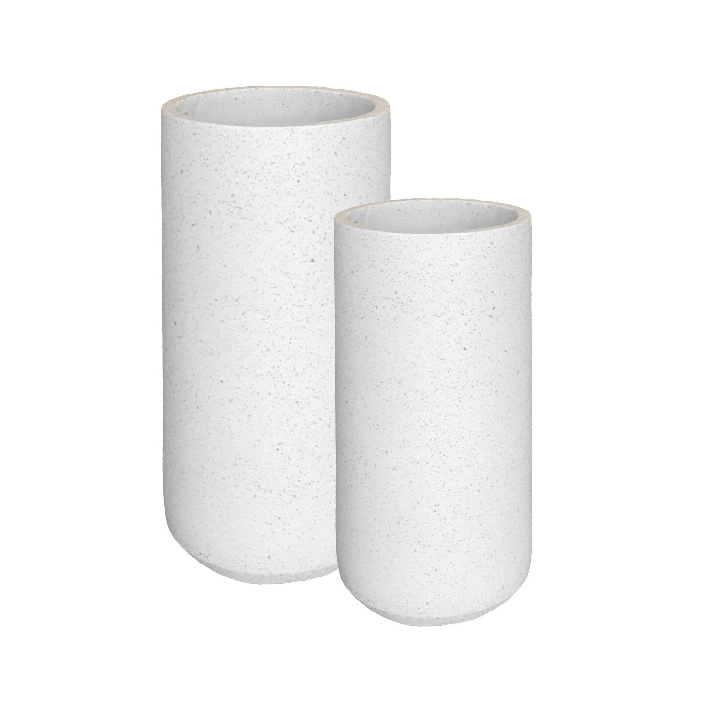 Tall Round Cylinder Vase - White Terrazzo 25cm x 50cm
