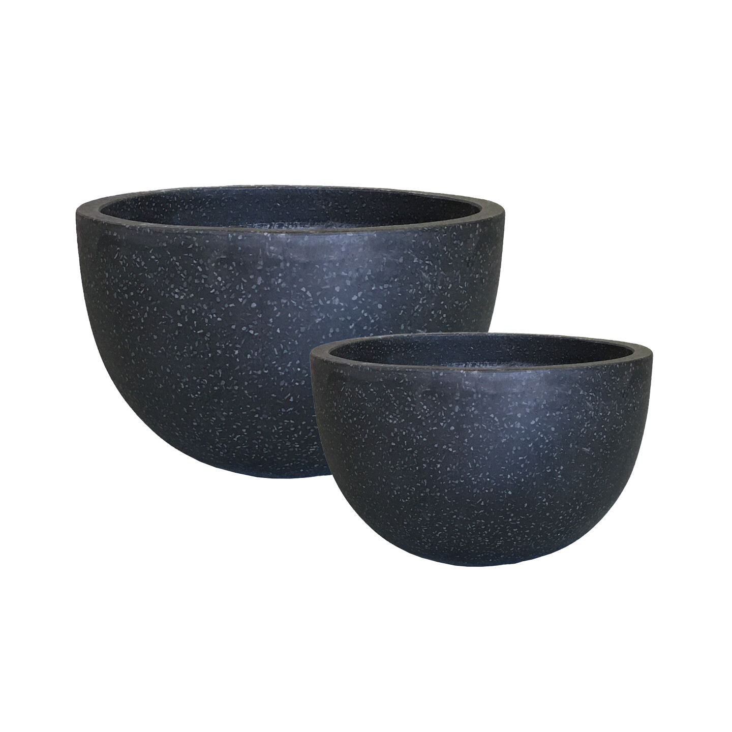 Round Bowl Shape Pot - Black Terrazzo 31cmx 21cm