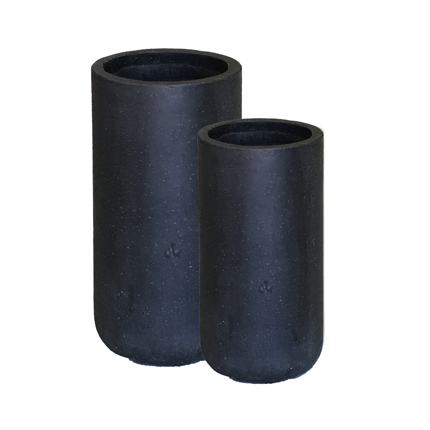 Tall Round Cylinder Vase - Black Terrazzo 32cm x 58cm