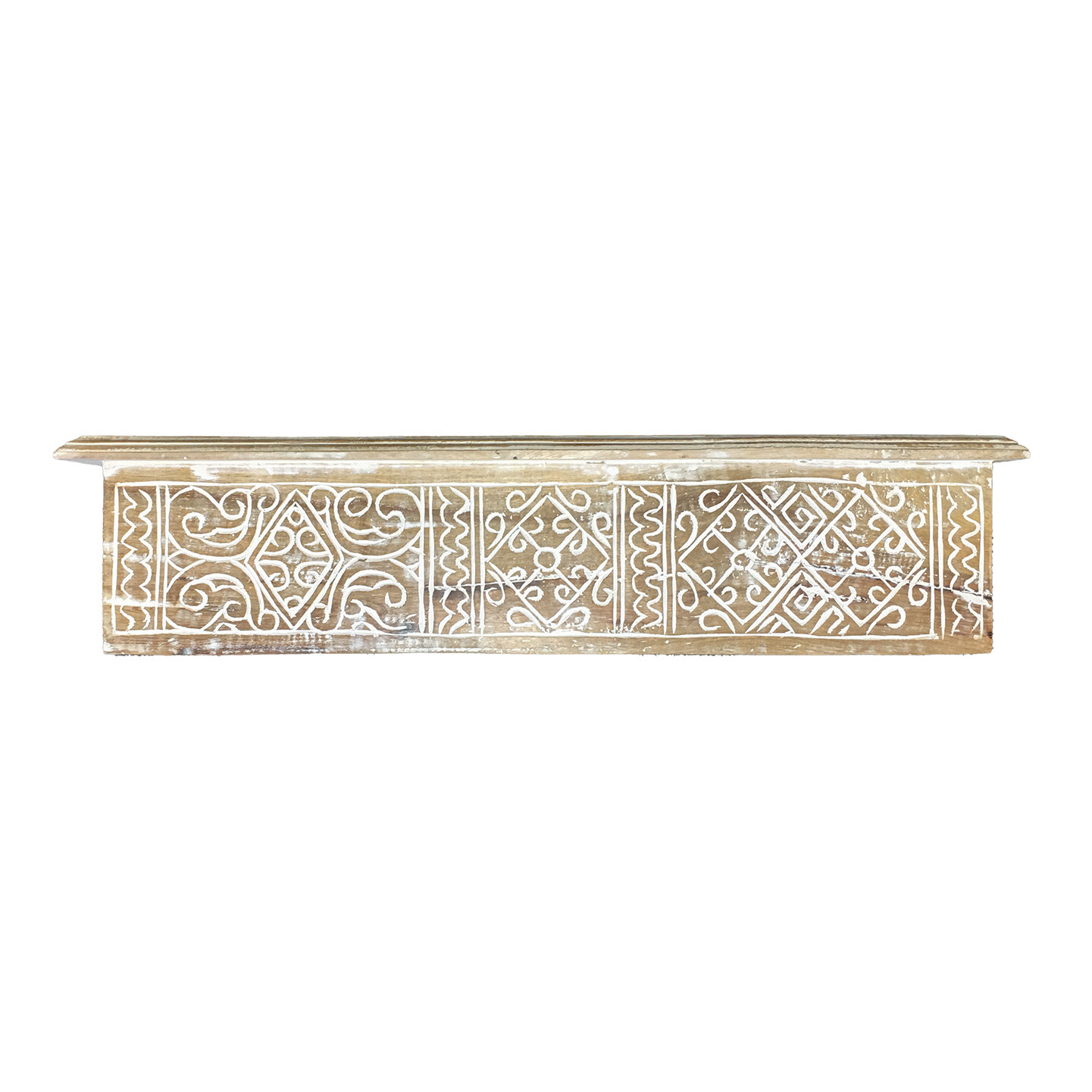 Carved Wall Shelf White Washed