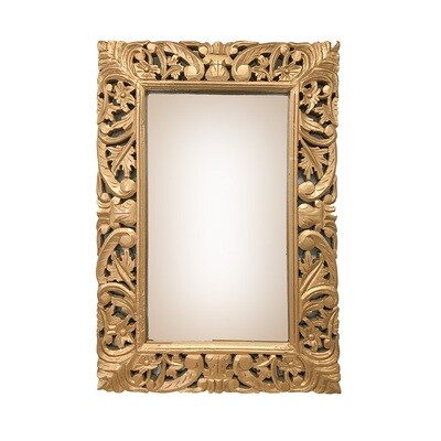 Hand Carved Indian Gold Mirror