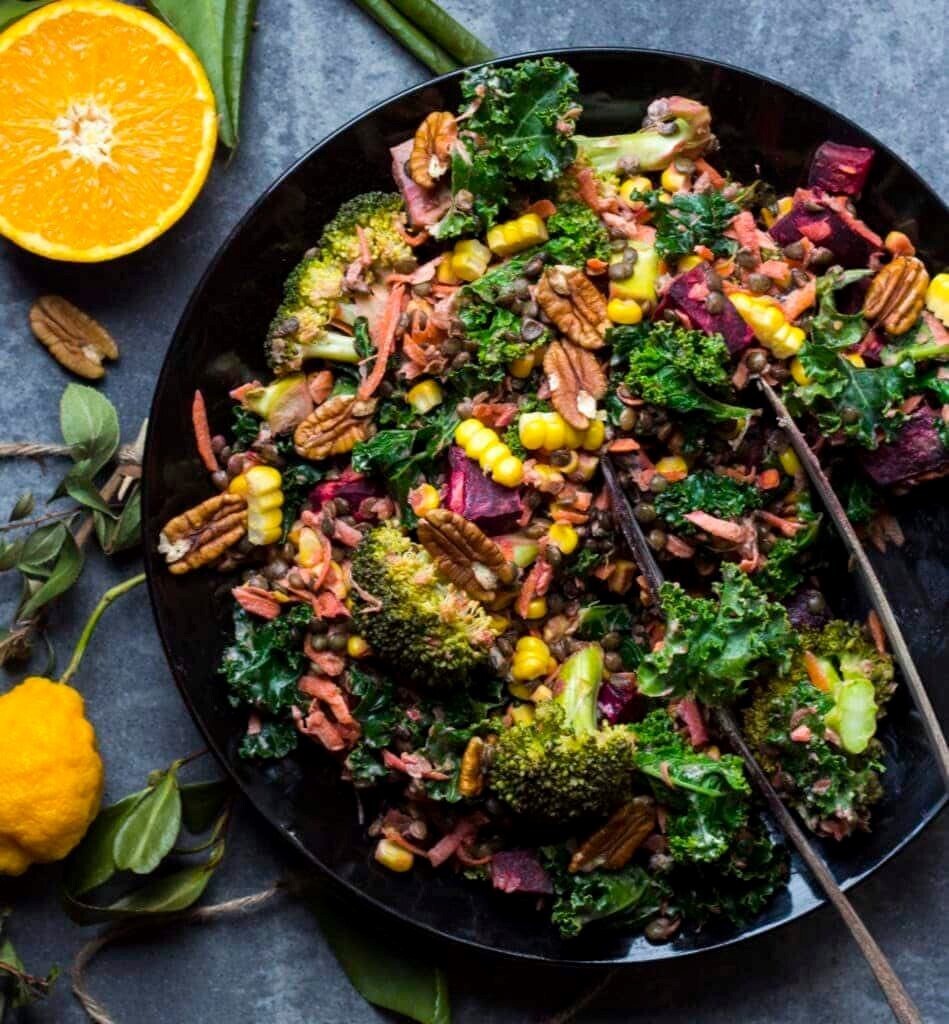 Salad củ cải đường đậu lăng