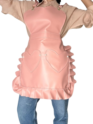 Ruffled Apron - dusty pink