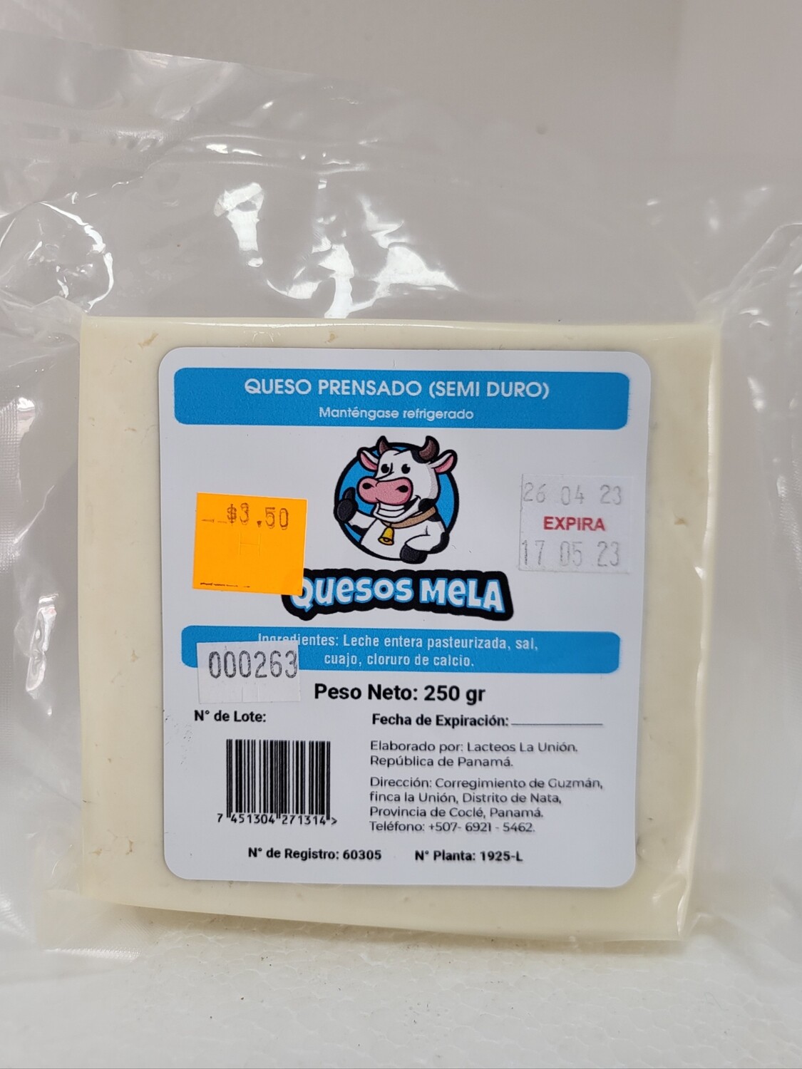 QUESO PRENSADO SEMI DURO QUESOS MELA 250GR