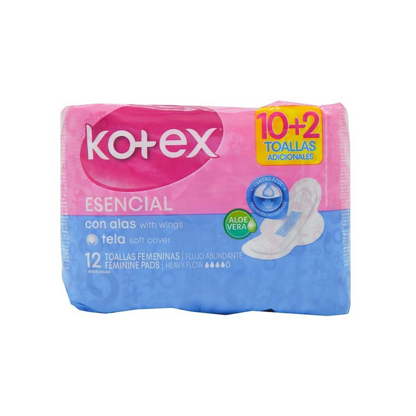 KOTEX ESENCIAL CON ALAS 12UNIDS