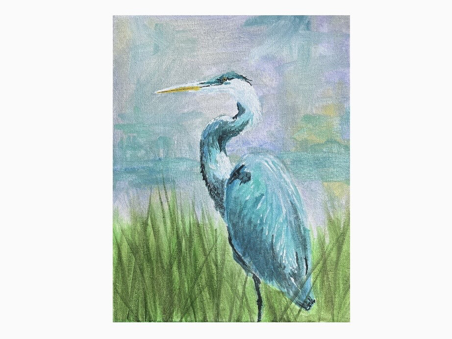 &quot;Blue Heron&quot; 8x10 Canvas