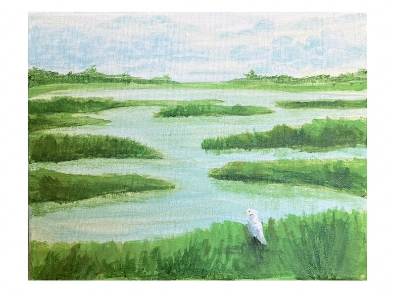 &quot;Heron&#39;s Marsh&quot; 10x8 Canvas