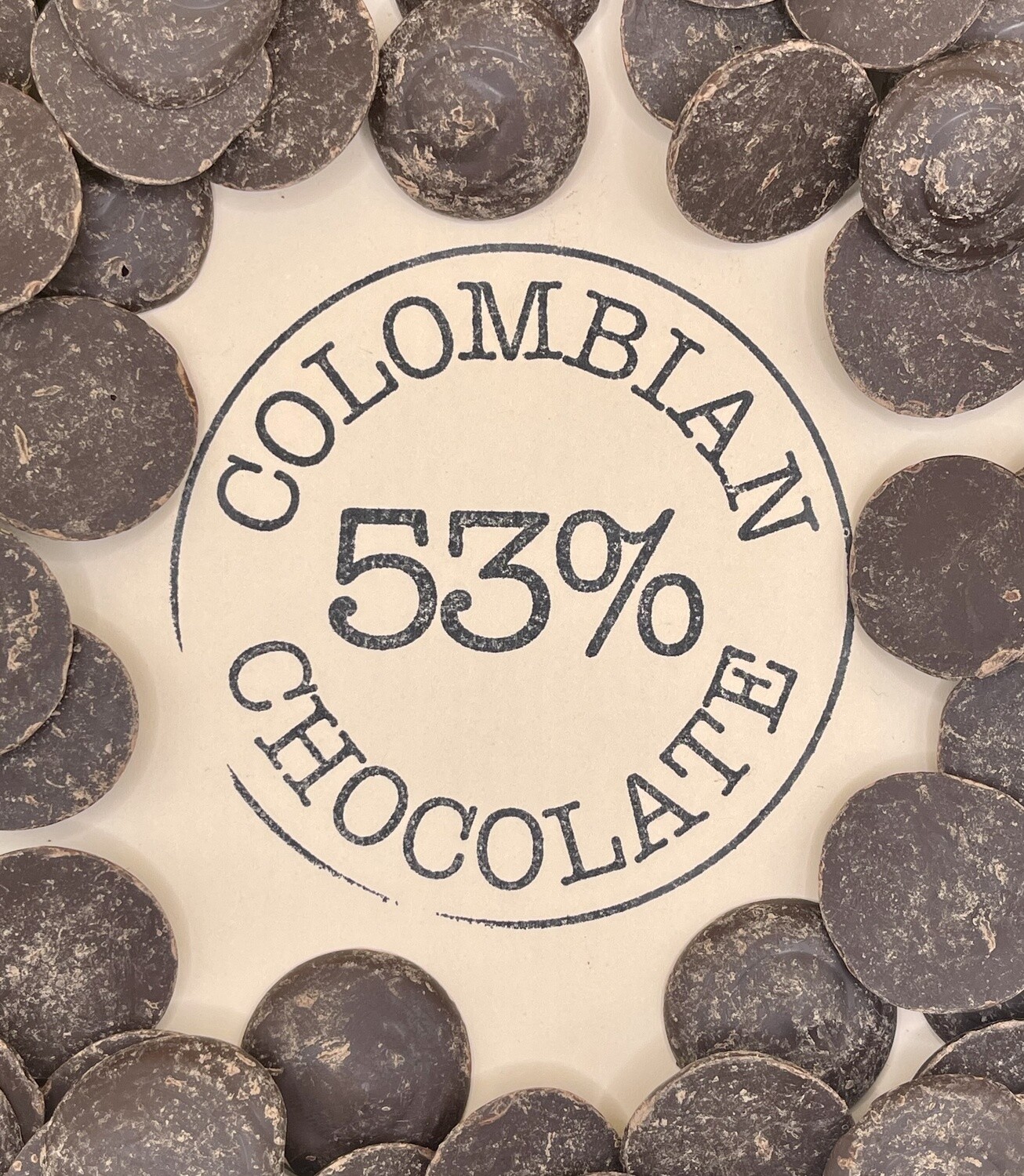 1 pound - 53% Colombian Chocolate Discs