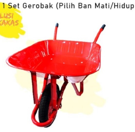 Gerobak pasir / gerobak sorong merah serbaguna / gerobak cor /gerobak dorong