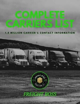 Carrier&#39;s Contact List - (complete 1.4 million carriers)