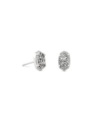 Emilie Silver Stud Earrings In Platinum Drusy