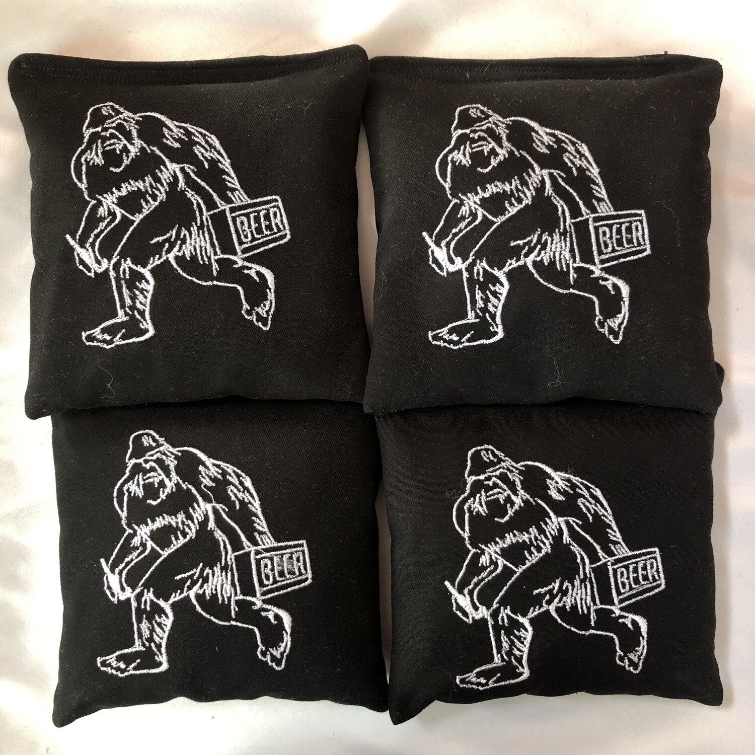 Yeti with Beer Embroidered set of 4 Bags