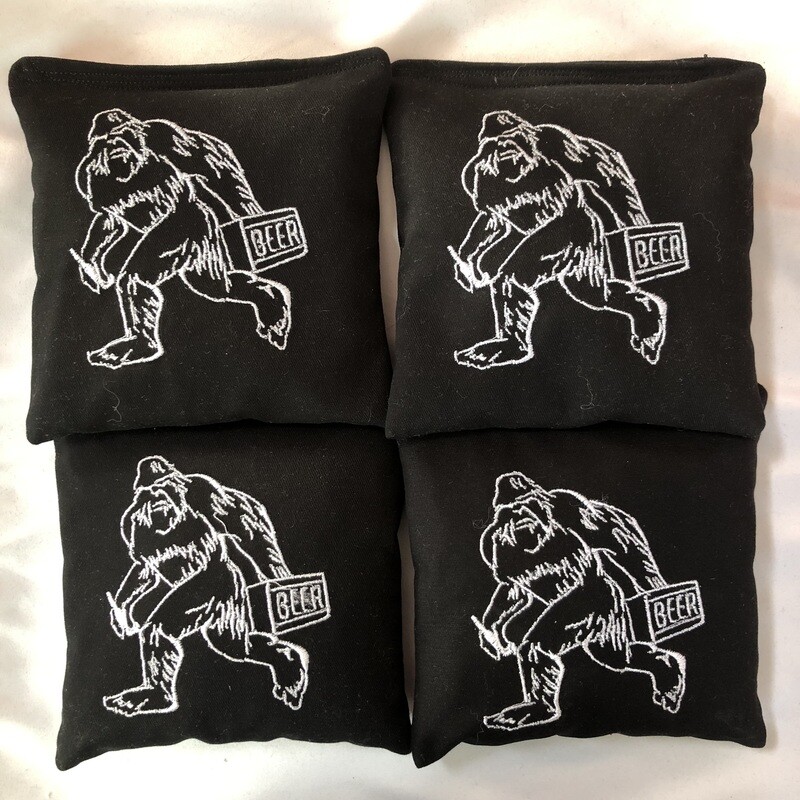 Yeti with Beer Embroidered set of 4 Bags