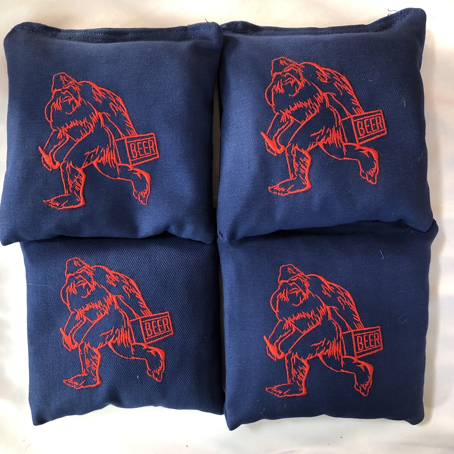 Yeti with Beer Embroidered set of 4 Bags