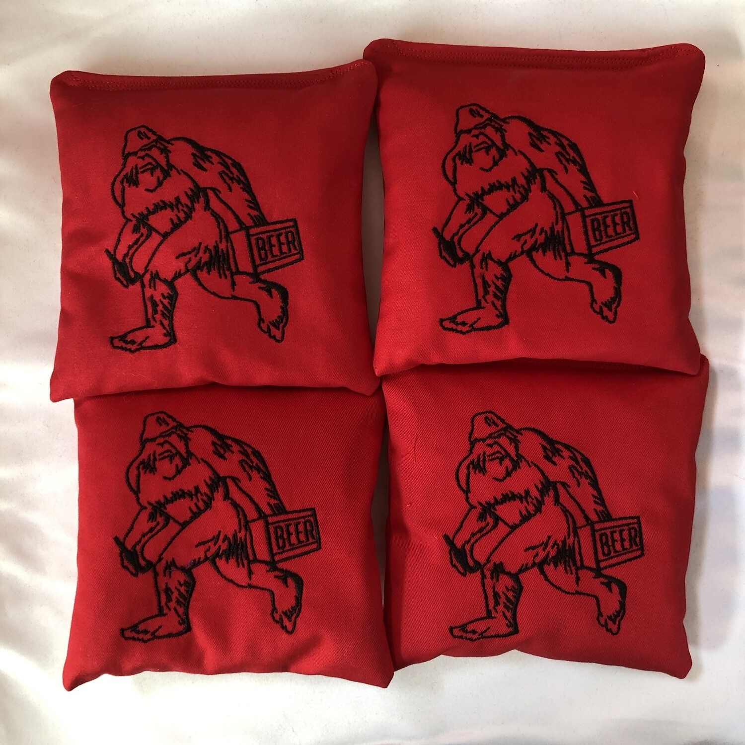 Yeti with Beer Embroidered set of 4 Bags