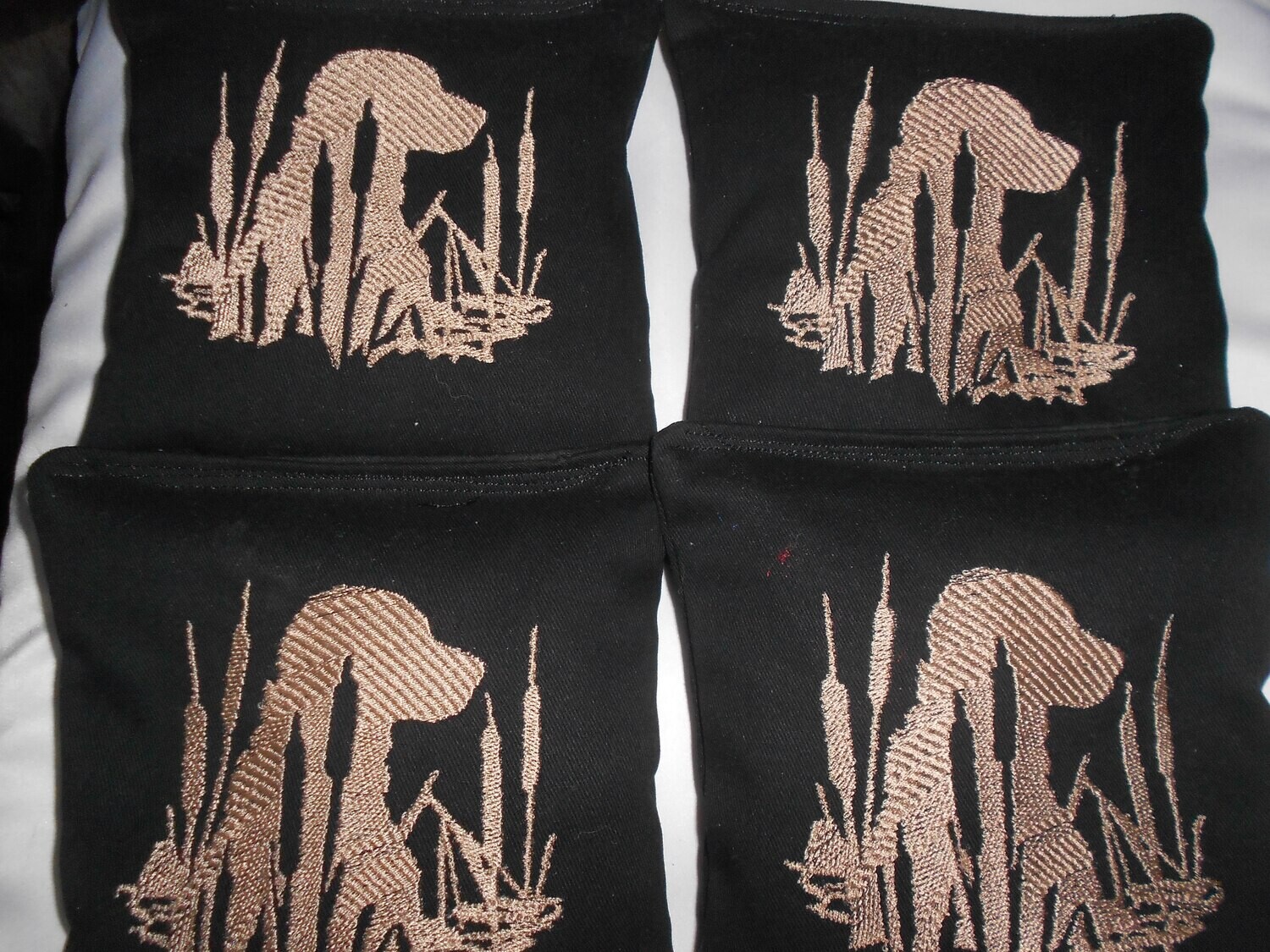 Embroidered Hunting Dog  set of 4 Bags
