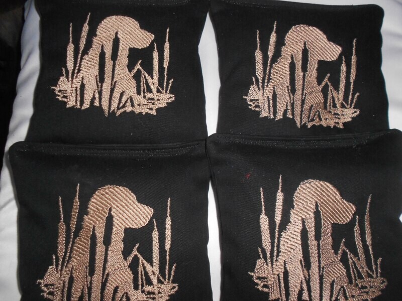 Embroidered Hunting Dog  set of 4 Bags