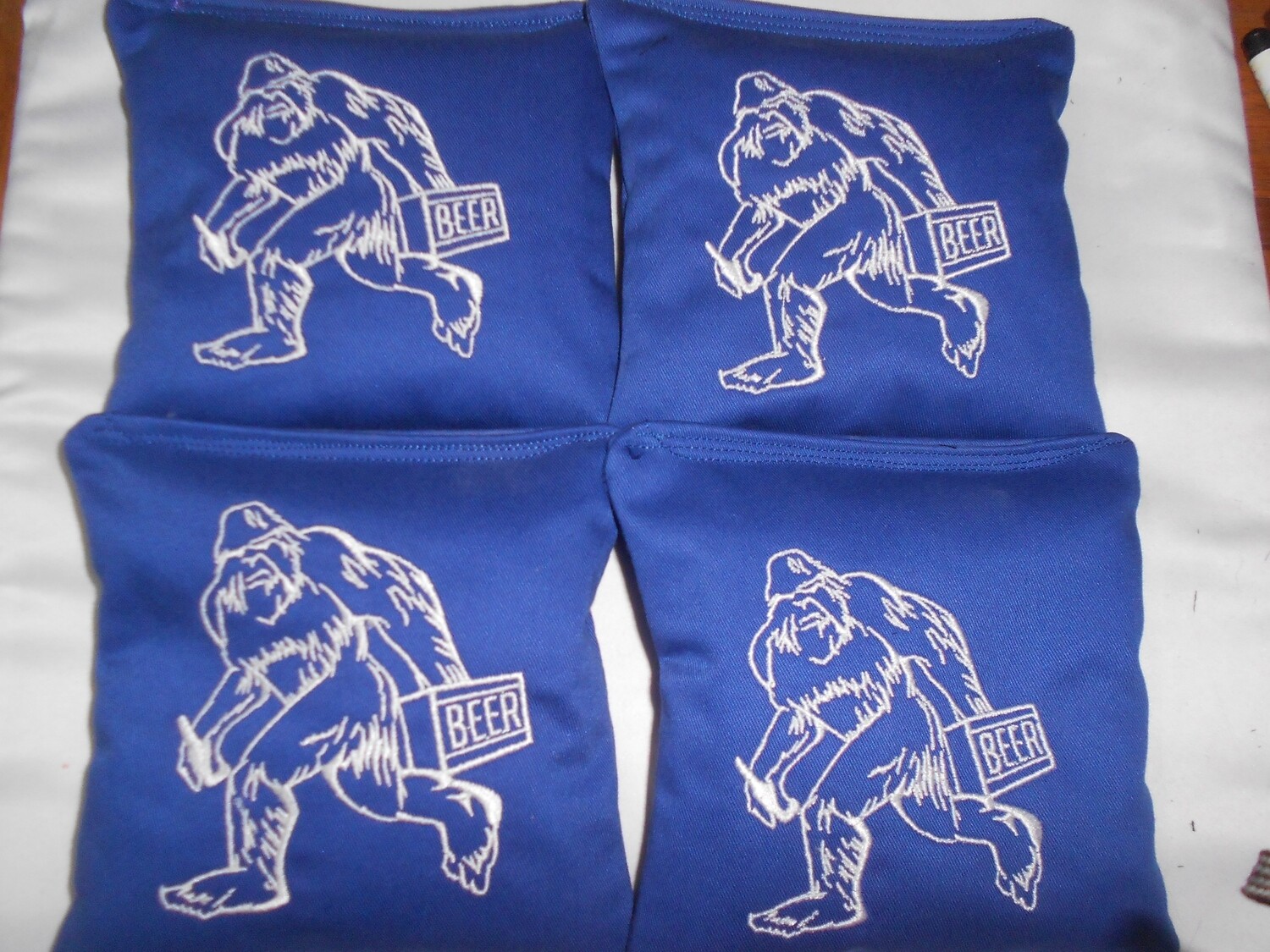 Yeti with Beer Embroidered set of 4 Bags