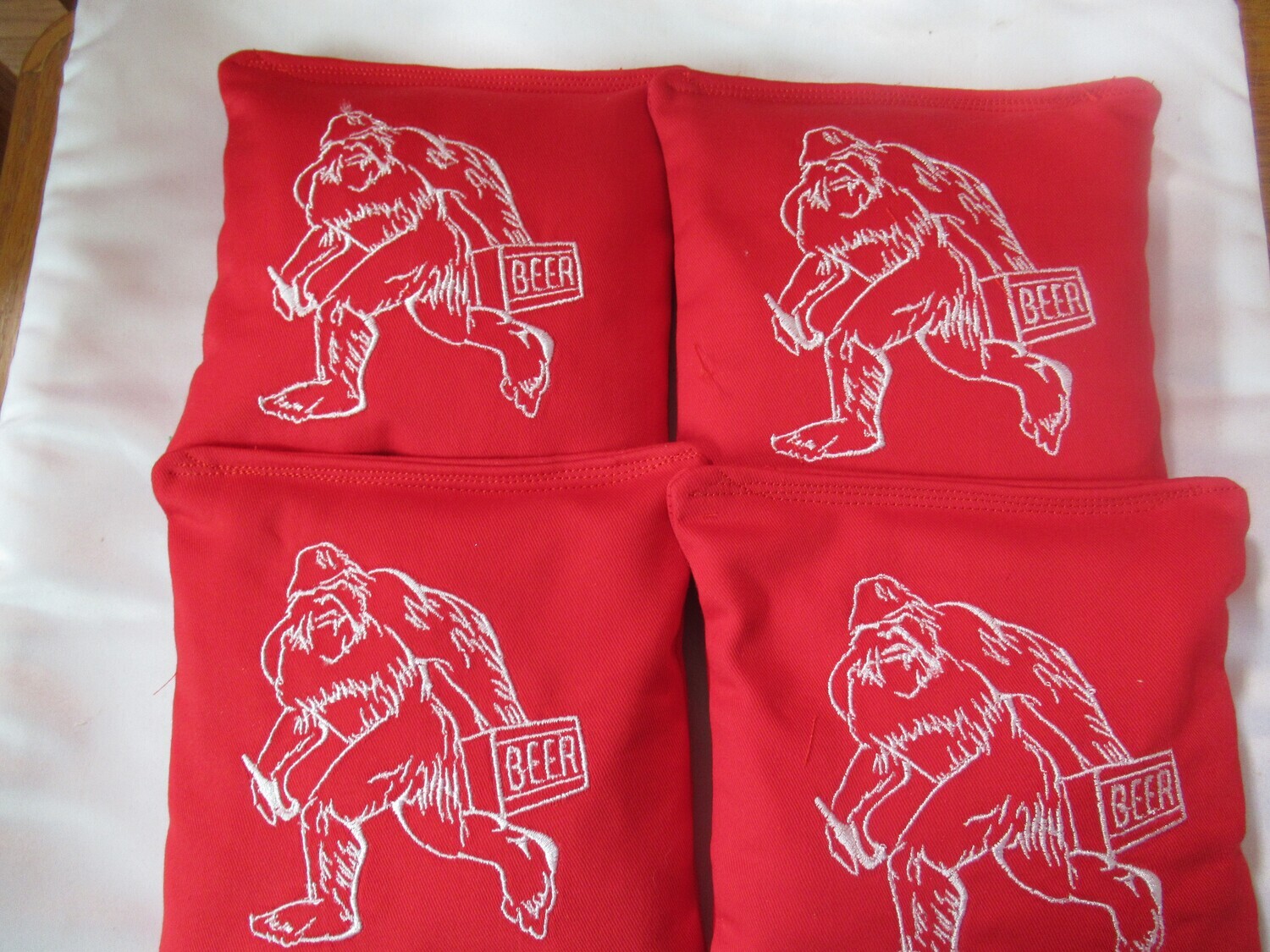 Yeti with Beer Embroidered set of 4 Bags