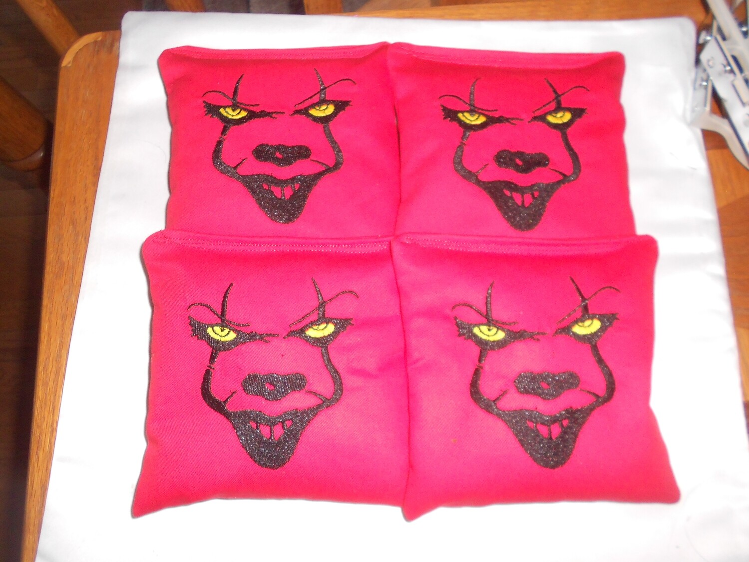 Red  Face Embroidered Set of 4 bags