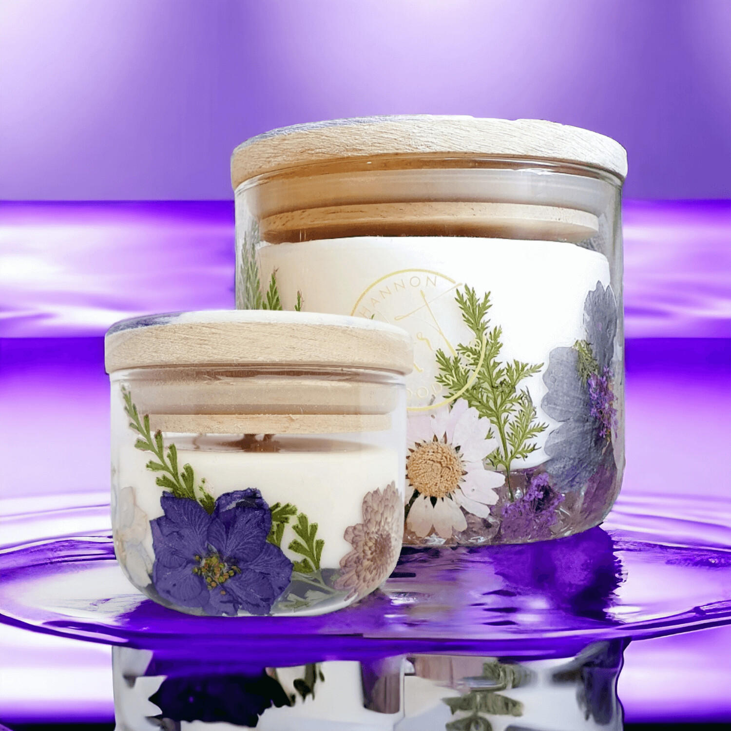 White Coloured Candles & Tea Lights / Purple Botanicals Soy Wax FRAGRANCE ESSENTIAL OILS Gift Idea