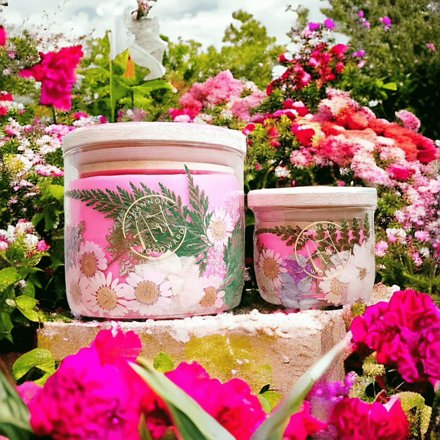 Hot Pink Coloured Candles & Tea Lights / Pink Botanicals Soy Wax Decorative Candles FRAGRANCE & ESSENTIAL OILS Gift Idea