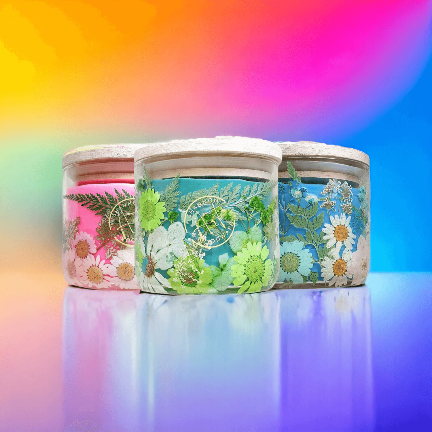 Coloured Candles Variety of Coloured Botanicals 400g Soy Wax Decorative Candles FRAGRANCE & ESSENTIAL OILS Gift Idea