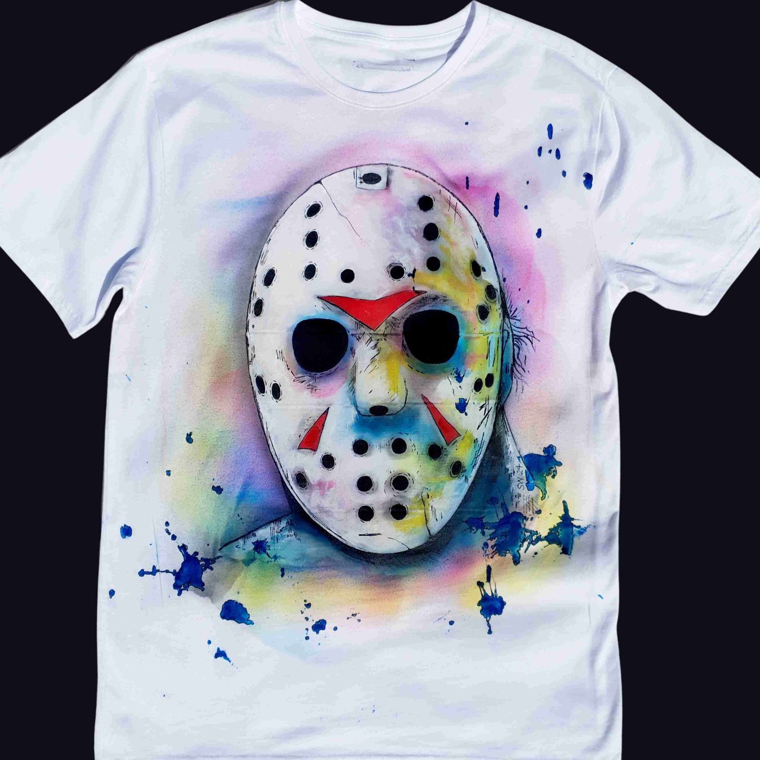 Friday 13th Size T Shirts Handpainted Custom Wearable Art Front Design Tee Variety of Sizes & Coloured T shirts