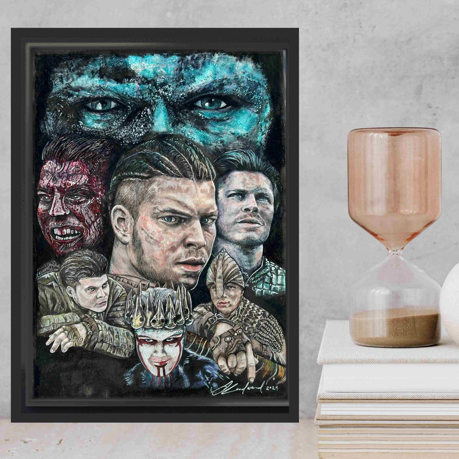 Vikings Ivar Tribute Art Work A3 on paper Black Frame 42cm x 59cm