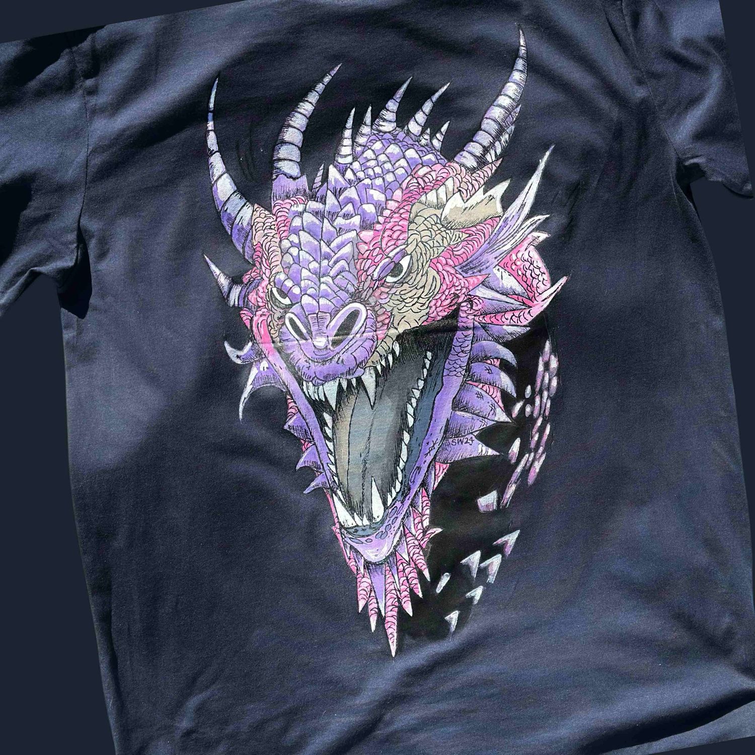Dragon Head T shirt Hand Painted Custom Wearable Art Variety Of Sizes And Colours Crew Neck Unisex Tee