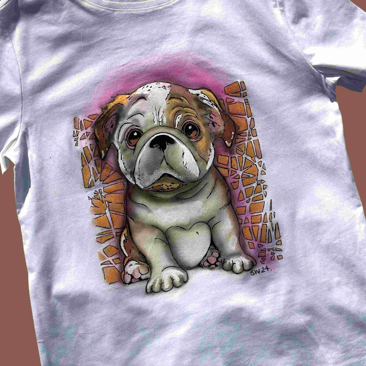 Bull Dog Custom Airbrushed Handpainted Wearable Art Variety Of Sizes & Coloured T Shirts