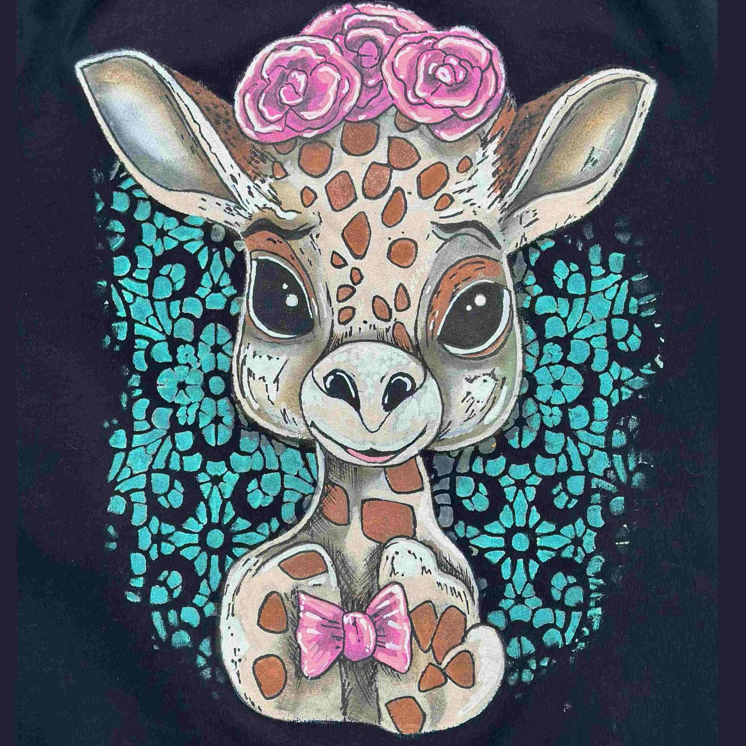 Giraffe Front Design Custom Handpainted Wearable Art Variety Of Sizes & Colours