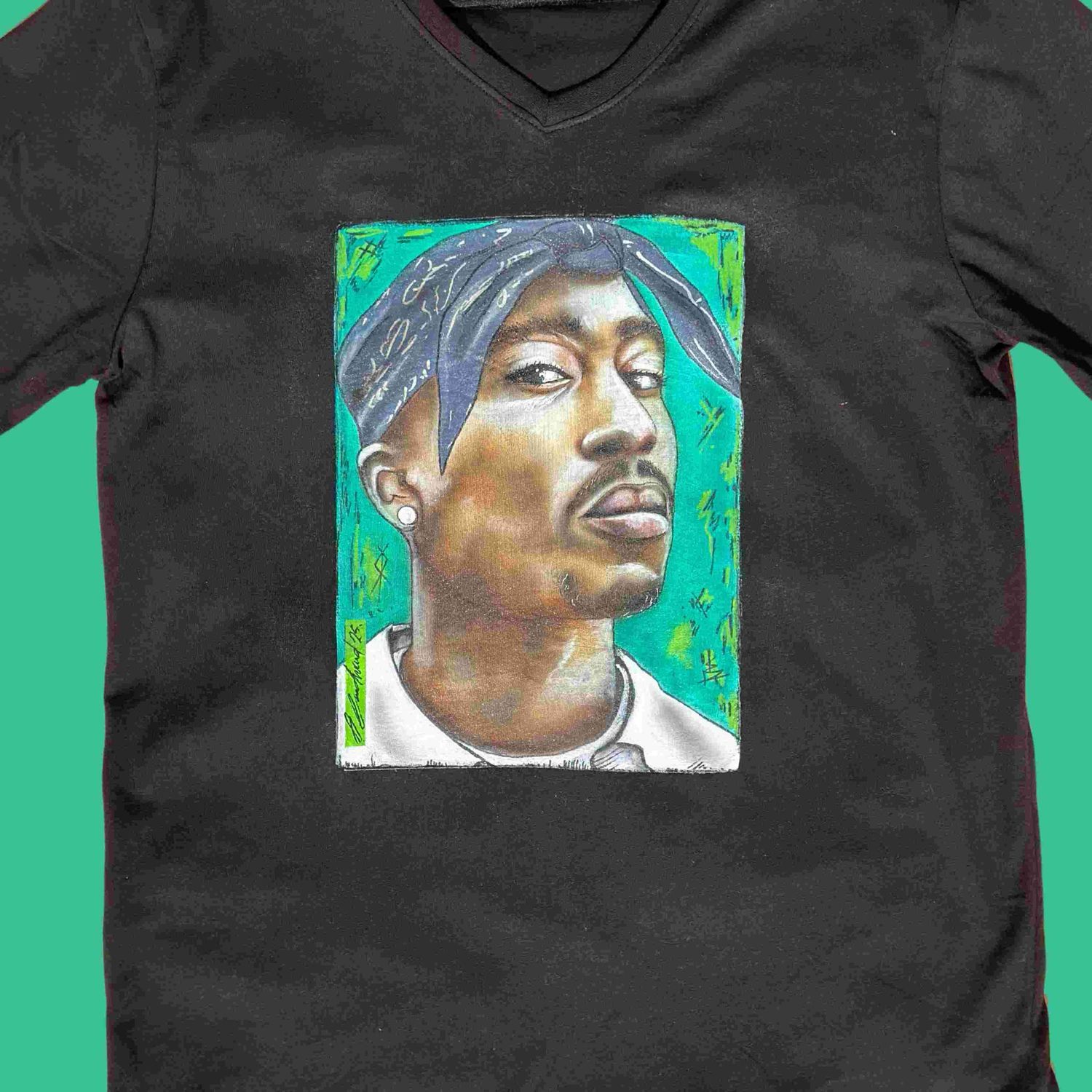 Tupac Airbrushed Hand Painted Wearable Art T Shirts Variety Of Sizes And Coloured Tees