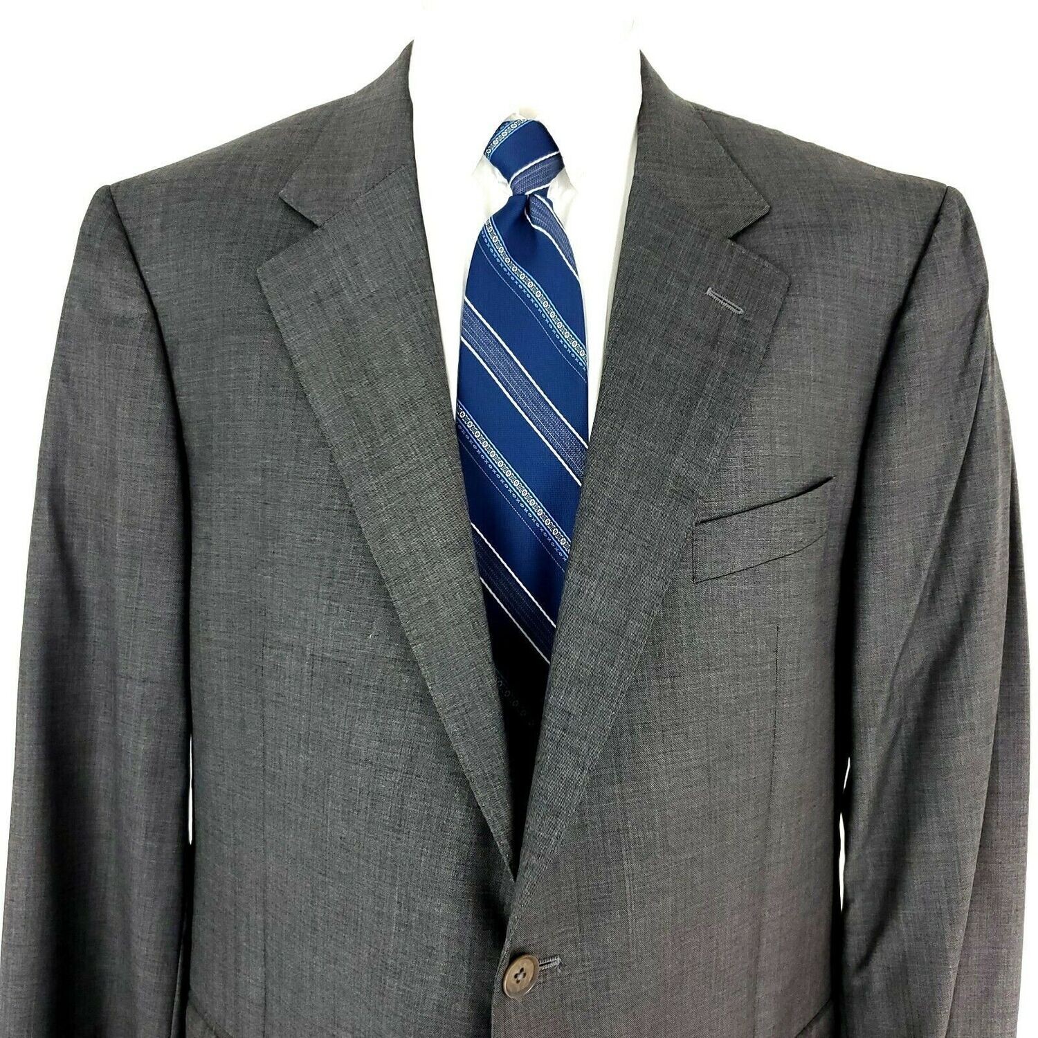 Cremieux Super Wish Super 160s Wool Silk Blazer 44R Gray Sharkskin