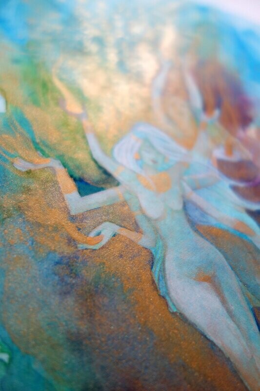 Aquarelle originale - Golden angels