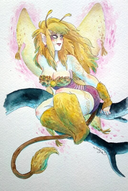 Aquarelle originale - Punky fée Léa