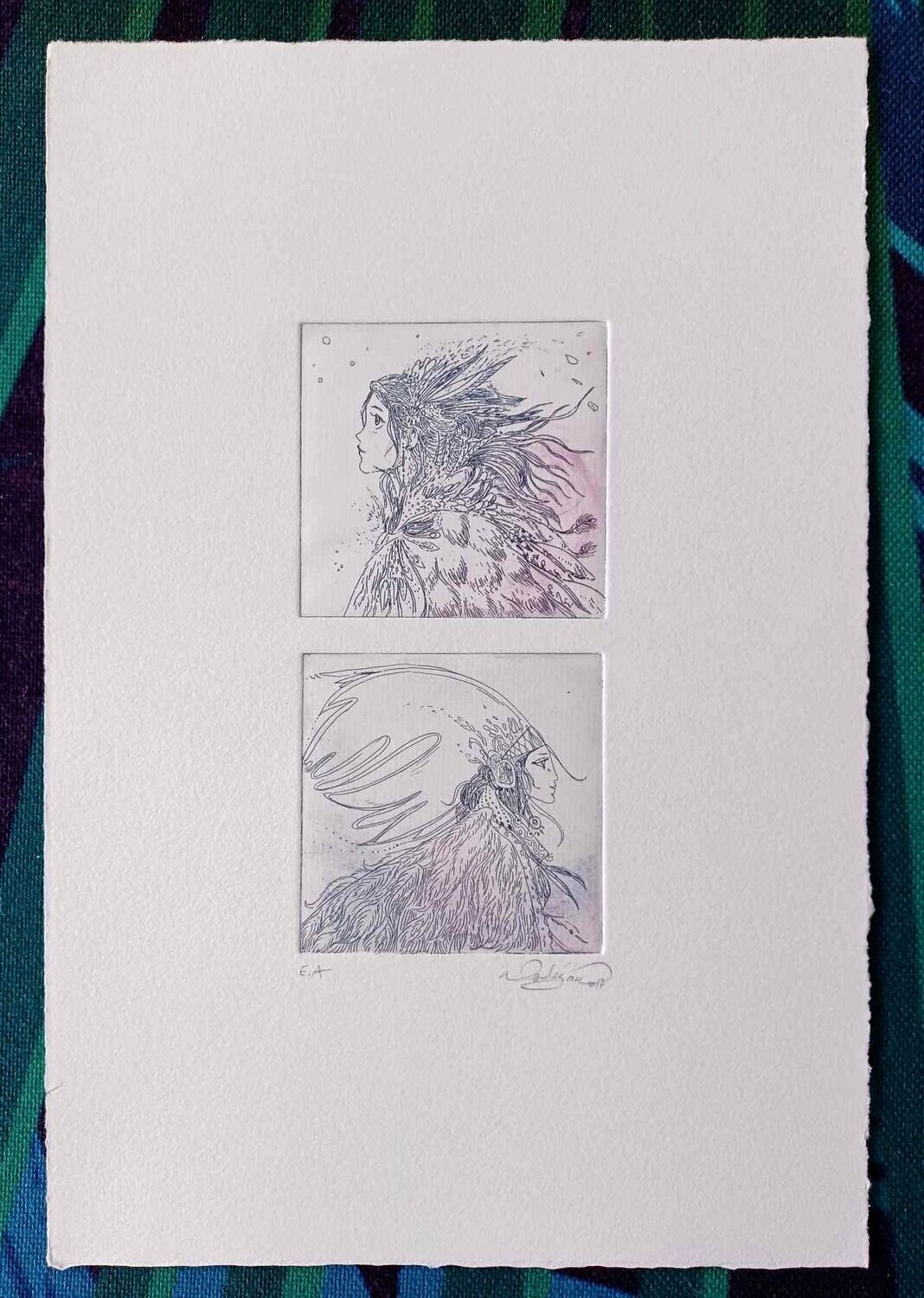 Estampe -  Fées Plume Jumelles