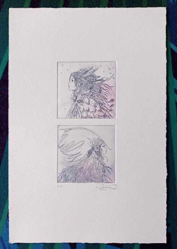 Estampe -  Fées Plume Jumelles