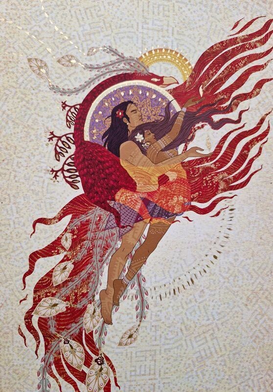 Tirage numérique enchanté - Danseurs cosmiques du Phénix