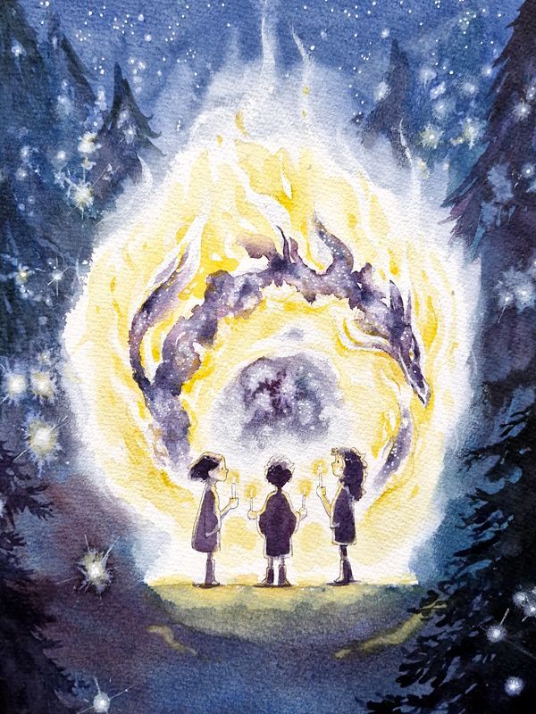 Aquarelle originale - Invocation Dragon de feu