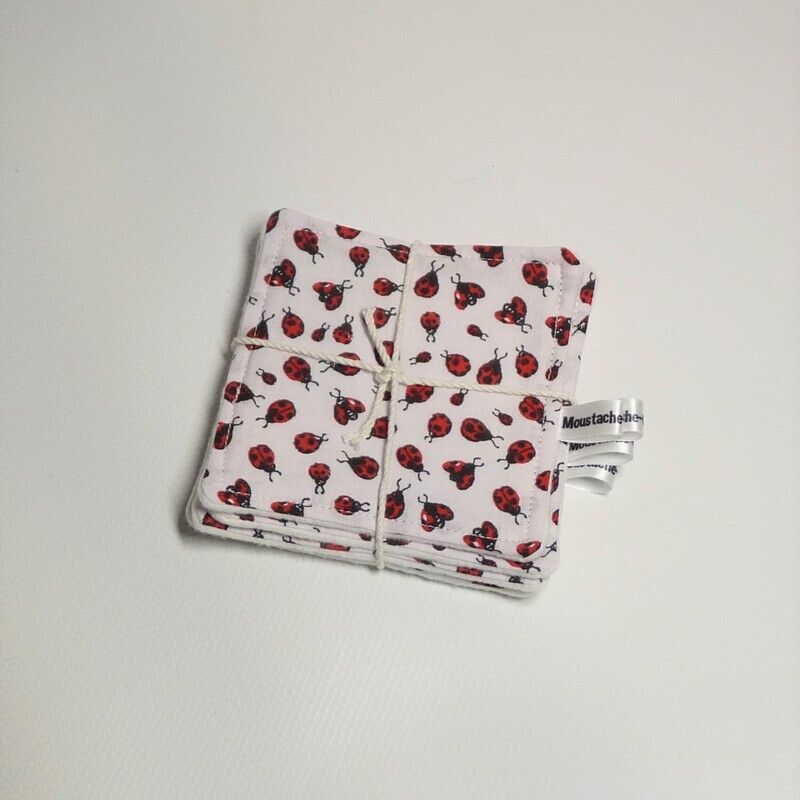 LINGETTES LAVABLES Soizic / Lot de 4 - Coccinelle
