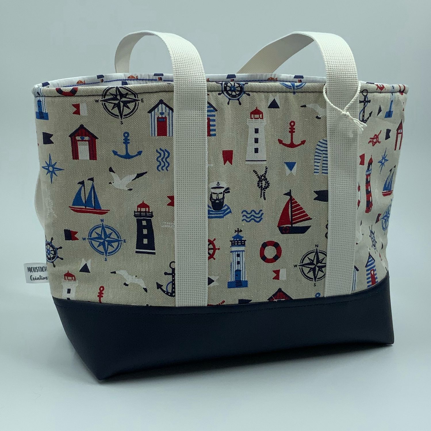 Sac Cabas AURELIE - Marin bleu/rouge