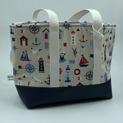 Sac Cabas AURELIE - Marin bleu/rouge