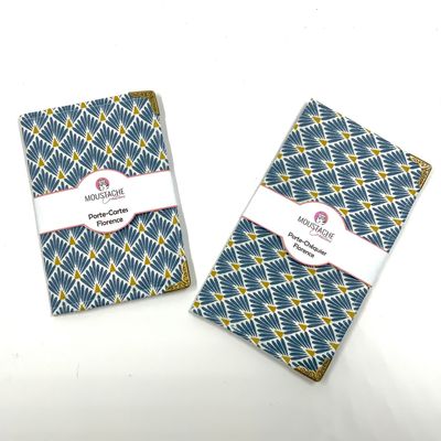 PORTE CARTE / PORTE CHEQUIER Florence - Géométrique bleu