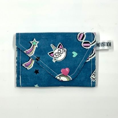 PORTE MONNAIE Valentin (double face) - Kawaii bleu